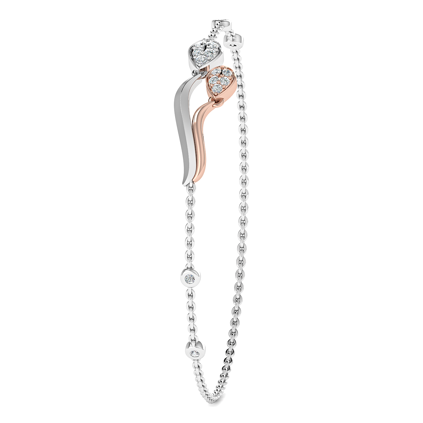Dual-Tone Teardrop Flow Diamond Bracelet